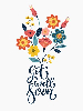 get well soon text with multicolored blooming flower art