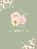 just thinking of you text on olive green background with bouquet of pink flowers
