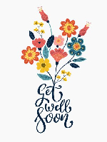 get well soon text with multicolored blooming flower art