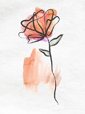 painting of single pink flower